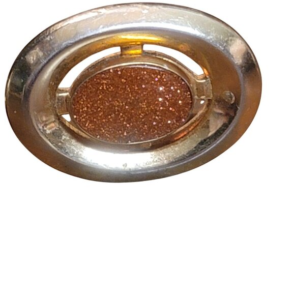 Vintage Anson Goldstone Oval Cufflinks Gold Tone Sparkling Sun Sitara Stone - Picture 2 of 8